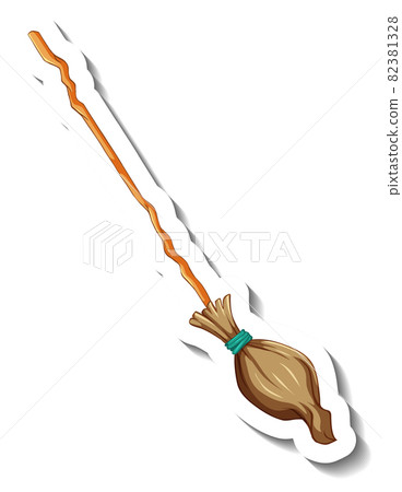 Broomstick sticker on white background Broomstick sticker on white background 82381328