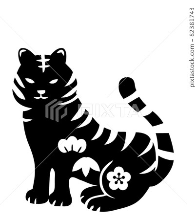 老虎新年的材料白色背景 82381743