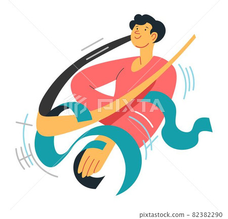 Gymnast with ribbons, athlete or flexible dancer Gymnast with ribbons, athlete or flexible dancer 82382290