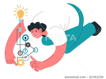Child experimenting with electricity, education Child experimenting with electricity, education 82382294