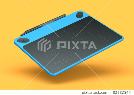 Graphic tablet and pen for illustrators, designers and photographers on orange 82382544