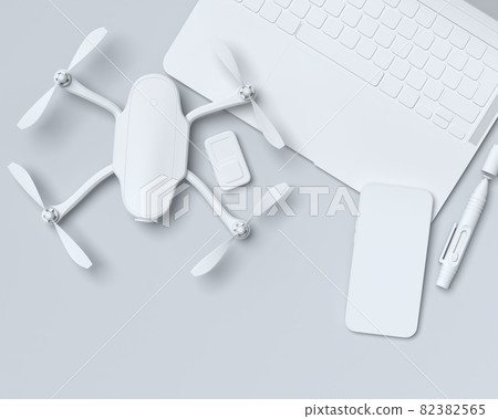 Top view of monochrome designer workspace and photography gear on black table Top view of monochrome designer workspace and photography gear on black table 82382565