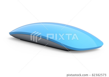Realistic blue wireless computer mouse with touch isolated on white background. Realistic blue wireless computer mouse with touch isolated on white background. 82382573