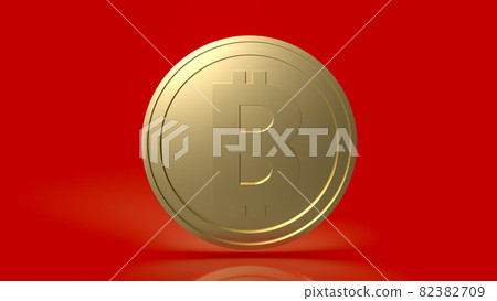 bitcoin coin on red background for cryptocurrency or business concept. bitcoin coin on red background for cryptocurrency or business concept. 82382709