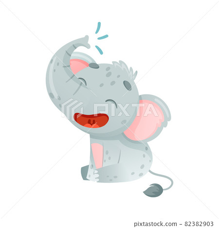 Cute jungle elephant baby animal cartoon vector illustration on white background 82382903