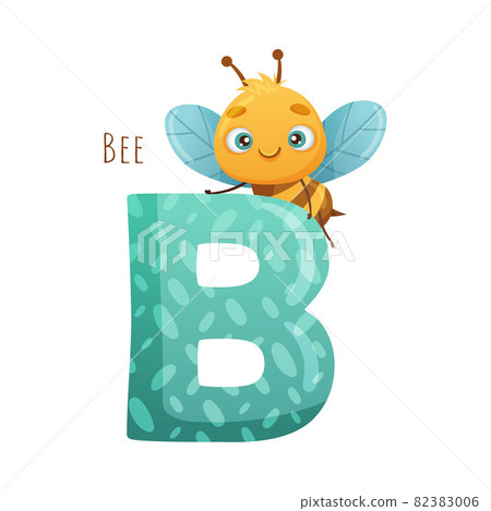 B Letter And Cute Bee Baby Insect. Zoo Alphabet... - Stock Illustration ...