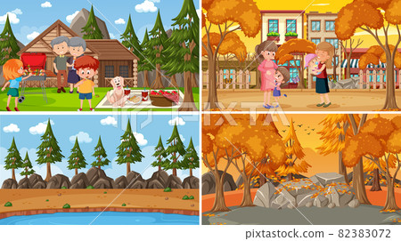 Set of different nature scenes cartoon style Set of different nature scenes cartoon style 82383072
