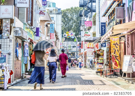 Cityscape of Tokyo Shibuya Harajuku / Takeshita Street towards Harajuku Station 82383705