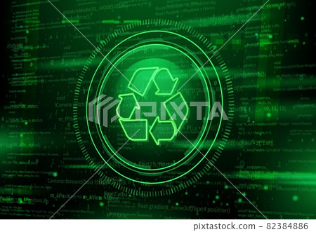 Recycling of digital data waste, digital detox. Rubbish, trash and garbage cleaning, vector background. Recycle icon for digital electronic future technology of computer and internet user data waste 82384886