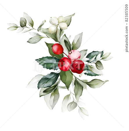 Christmas card with berries and branches 82385509