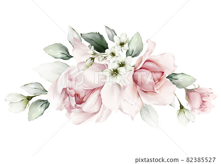 Greeting card with roses and foliage Greeting card with roses and foliage 82385527
