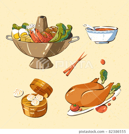 Asian festive gourmet element set 82386555