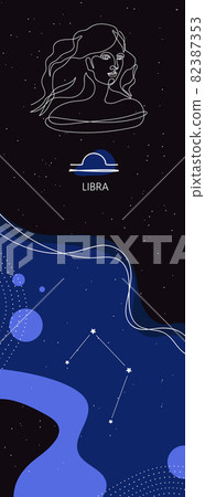 Zodiac background. Libra constellation. The element of air. 82387353