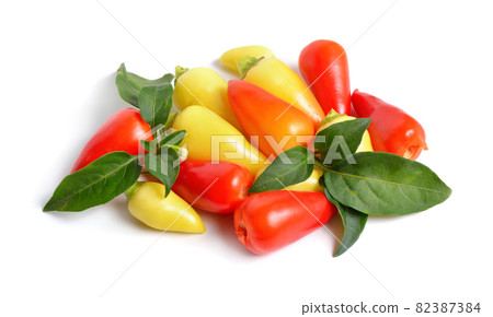 Small hot red chili isolated on white background Small hot red chili isolated on white background 82387384