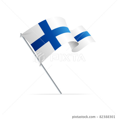 Realistic 3d Detailed Finland Flag on Flagpole. Vector Realistic 3d Detailed Finland Flag on Flagpole. Vector 82388301