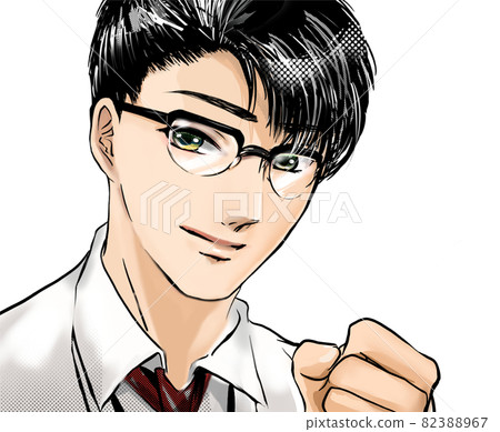 Encourage with cartoon handsome glasses doctor guts pose 82388967