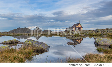 Cesare Benigni alpine refuge on the alps of Bergamo in Lombardy Italy Cesare Benigni alpine refuge on the alps of Bergamo in Lombardy Italy 82389009