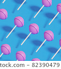 粉紅色 3D 棒棒糖糖果圖案，藍色背景 82390479