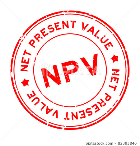 Grunge red NPV net present value word round rubber seal stamp on white background 82393840