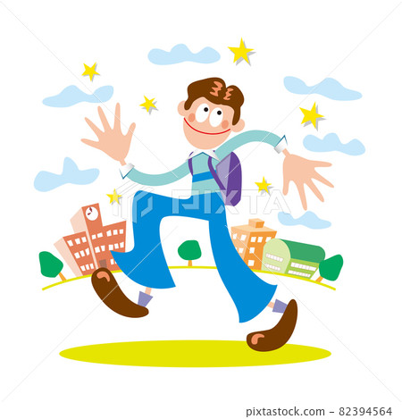 一個上學的精力充沛的男孩 82394564