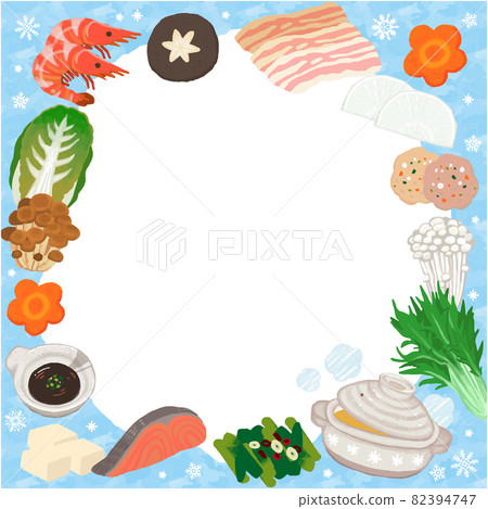 A delicious pot with a cute picture book touch and a lot of ingredients Square snow ver 82394747