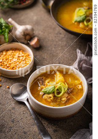 Bowl of split pea soup Bowl of split pea soup 82394769