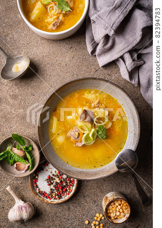 Bowl of split pea soup Bowl of split pea soup 82394783