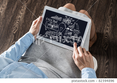 Business woman with computer tablet 82394896