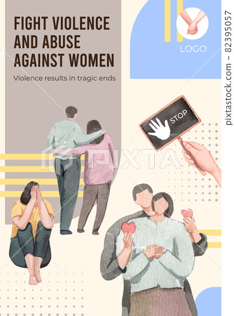 Poster template with stop violence against women concept,watercolor style Poster template with stop violence against women concept,watercolor style 82395057