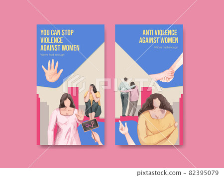 Instagram template with stop violence against women concept,watercolor style Instagram template with stop violence against women concept,watercolor style 82395079