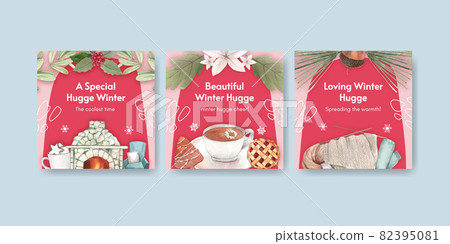 Banner template with winter hugge concept,watercolor style Banner template with winter hugge concept,watercolor style 82395081