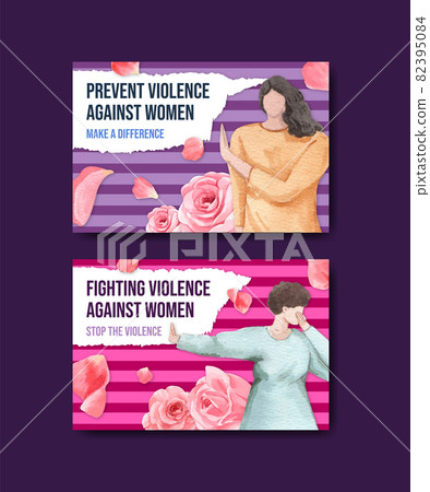 Facebook template with stop violence against women concept,watercolor style Facebook template with stop violence against women concept,watercolor style 82395084