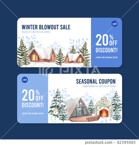 Voucher template with winter hugge concept,watercolor style Voucher template with winter hugge concept,watercolor style 82395085