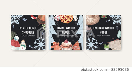 Banner template with winter hugge concept,watercolor style Banner template with winter hugge concept,watercolor style 82395086