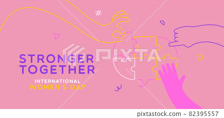 Womens Day outline puzzle hand communication 82395557