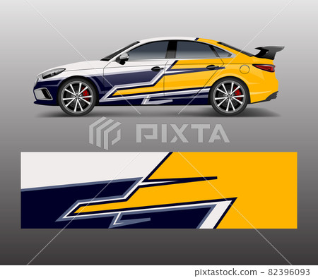 Car decal graphic vector wrap vinyl sticker. Graphic abstract wave shape designs for branding, race and drift car template design vector 82396093