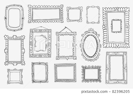 Vintage photo frame in doodle style. Vector hand drawn set with picture frames Vintage photo frame in doodle style. Vector hand drawn set with picture frames 82396205