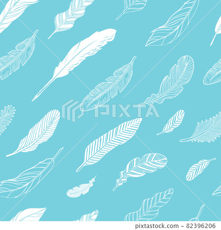 Set of hand-drawing color feathers Set of hand-drawing color feathers 82396206