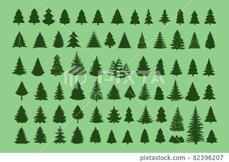 Christmas tree silhouette design vector set. Concept tree icon 82396207