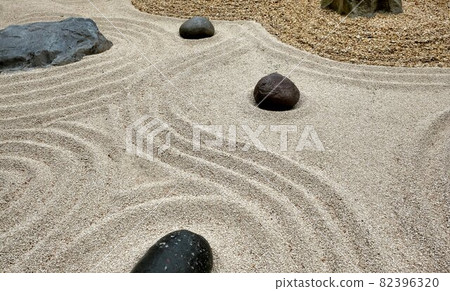 pebbles in different shapes in a japanese art garden 82396320