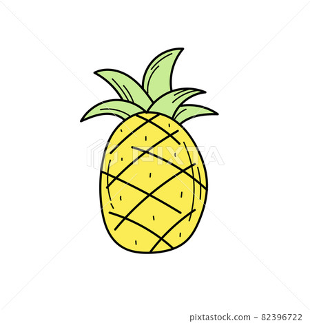 Simple yellow hand drawn pineapple icon on white Simple yellow hand drawn pineapple icon on white 82396722