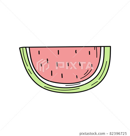Watermelon Doodle icon. Simple hand drawn Watermelon icon on white Watermelon Doodle icon. Simple hand drawn Watermelon icon on white 82396725
