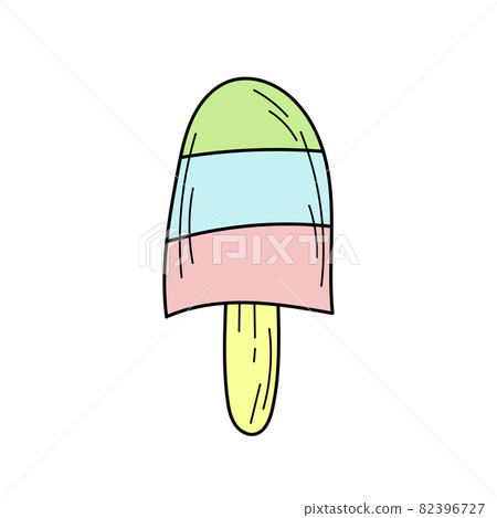Hand drawn ice cream vector illustration. Simple summer color icon for design 82396727
