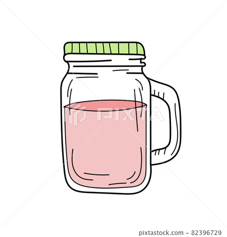 Hand drawn red lemonade in a glass jar. Vector on white Hand drawn red lemonade in a glass jar. Vector on white 82396729