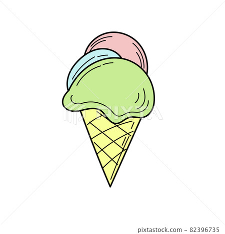 Hand drawn ice cream vector illustration. Simple summer color icon for design 82396735