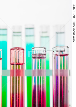 Still life in laboratory. Test tubes with colorful chemicals Still life in laboratory. Test tubes with colorful chemicals 82397095