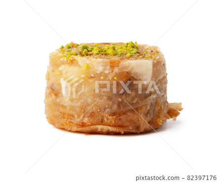 Turkish sweet pastry baklava isolated on white background 82397176