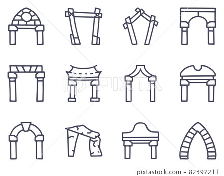 Arches line vector doodle simple icon set Arches line vector doodle simple icon set 82397211