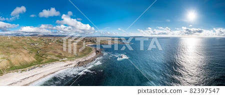 Aerial view of the beautiful coastline of Gweedore - County Donegal, Ireland 82397547