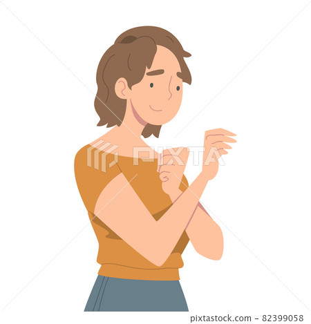 Excited Woman Character Looking at Someone Demonstrating Attention Vector Illustration Excited Woman Character Looking at Someone Demonstrating Attention Vector Illustration 82399058